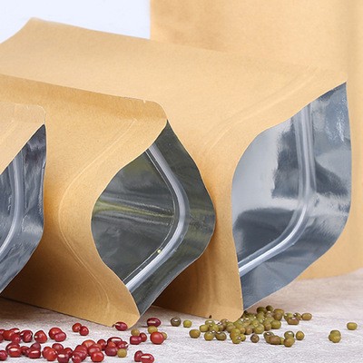 牛皮紙袋子批發(fā)食品牛皮紙自封袋自立袋鋁箔茶葉禮品禮袋包裝袋
