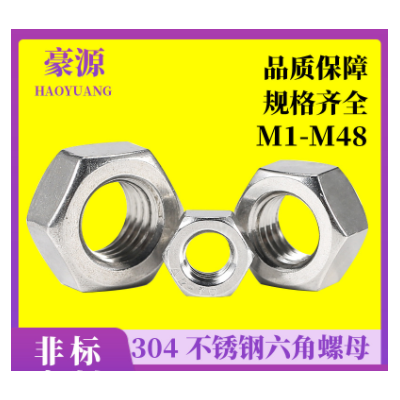 304不銹鋼六角螺母316六角螺帽201螺絲帽M2M2.5M3M4M5M6M8M10-M48