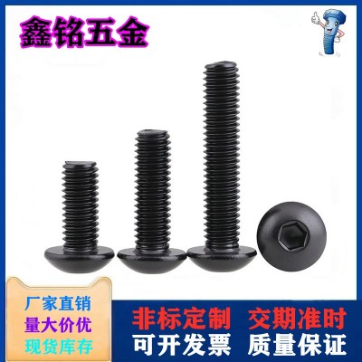 鍍黑色304不銹鋼半圓頭內六角螺絲鍍黑鋅盤頭內六角螺釘M5M6M8M10