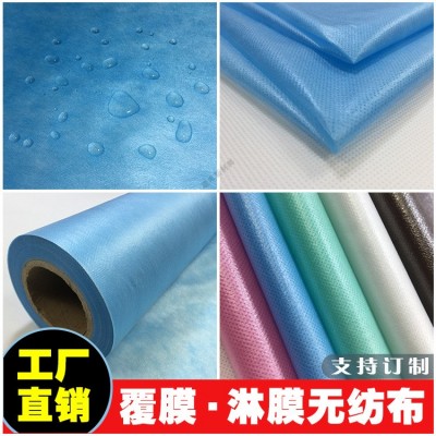 廠家供應天藍色覆膜無紡布淋膜無紡布PP聚丙烯紡粘布腹膜無紡布