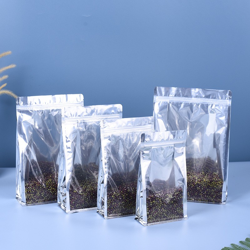 陰陽鍍鋁八邊封膜袋批發 半透明茶葉干果食品自封袋 鋁箔自立袋