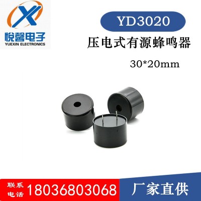 廠家直供 悅馨YD3020 12V壓電式有源蜂鳴器 30*20mm插件