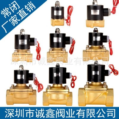全銅電磁閥 2w常閉式水閥 純銅線圈AC220VDC24V氣閥3分4分6分 1寸