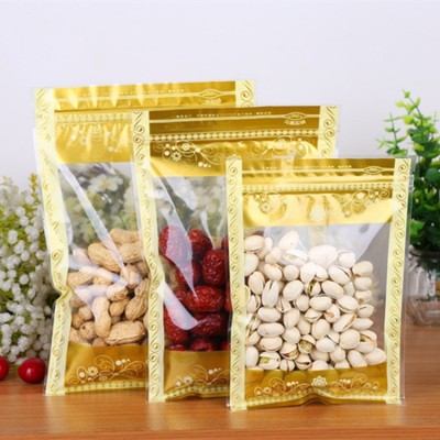 印黃金花透明塑料自封袋花茶干貨糖果休閑食品分裝密封袋可印刷