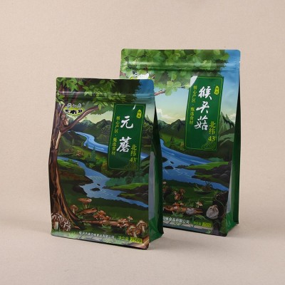 食品包裝袋自立自封袋菌菇袋子香磨菇干貨八邊封半鍍鋁塑料袋制定