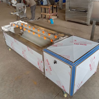 大型去泥毛輥洗菜機 胡蘿卜土豆紅薯清洗去皮機 果蔬去皮清洗機