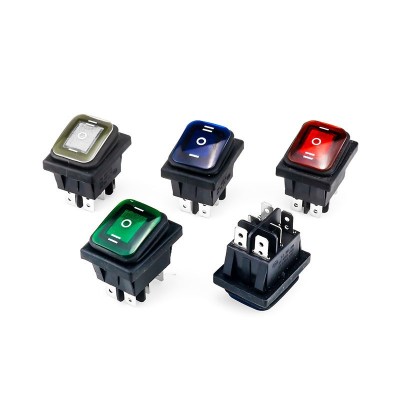三檔防水船型開關kcd4三檔防水開關6腳3檔帶燈雙銀點大電流  2個