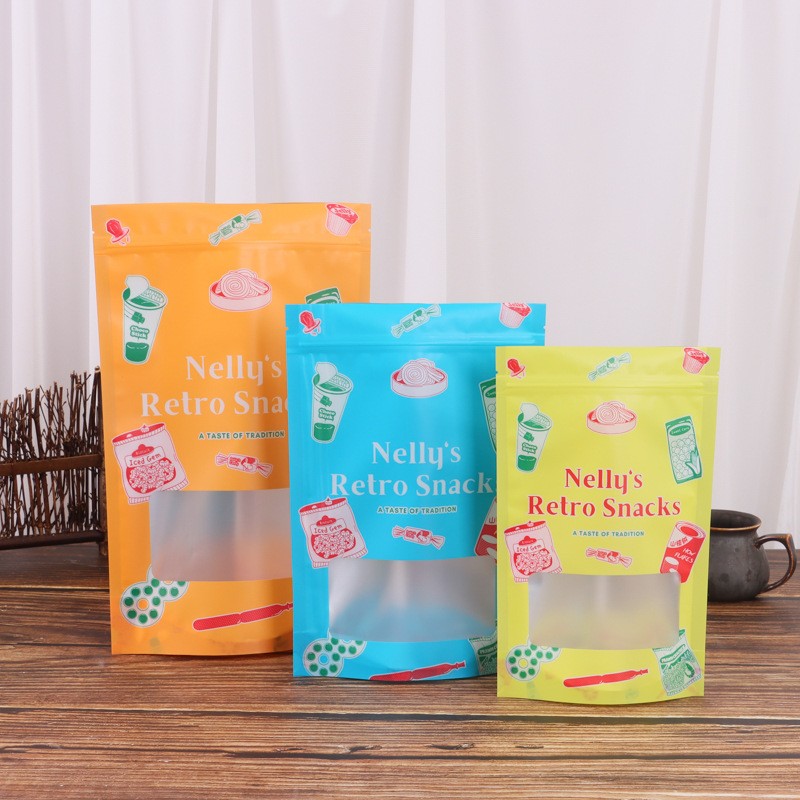 廠家批發(fā)開口包裝袋 塑料包裝袋子自立自封拉鏈袋休閑食品袋