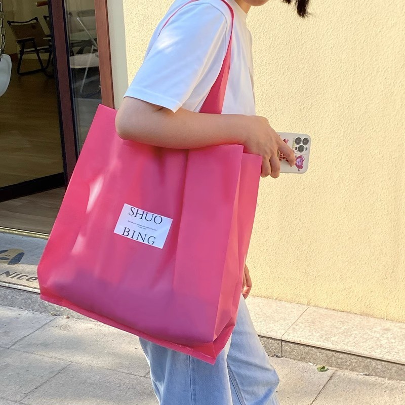火龍果色磨砂手提袋可印LOGO裝衣服可肩背女裝禮品袋服裝店購物袋