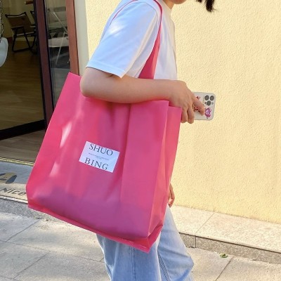 火龍果色磨砂手提袋可印LOGO裝衣服可肩背女裝禮品袋服裝店購物袋