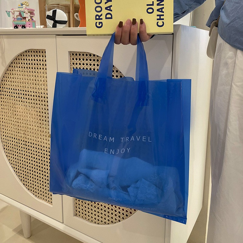 服裝店透明手提袋購物包裝袋定logo制童裝袋子衣服打包 塑料袋批發