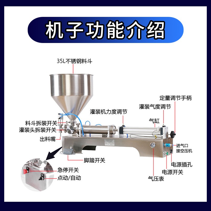 小型半自動蜂蜜牙膏牛奶膏體液體自動定量灌裝機膠水洗衣液罐裝機